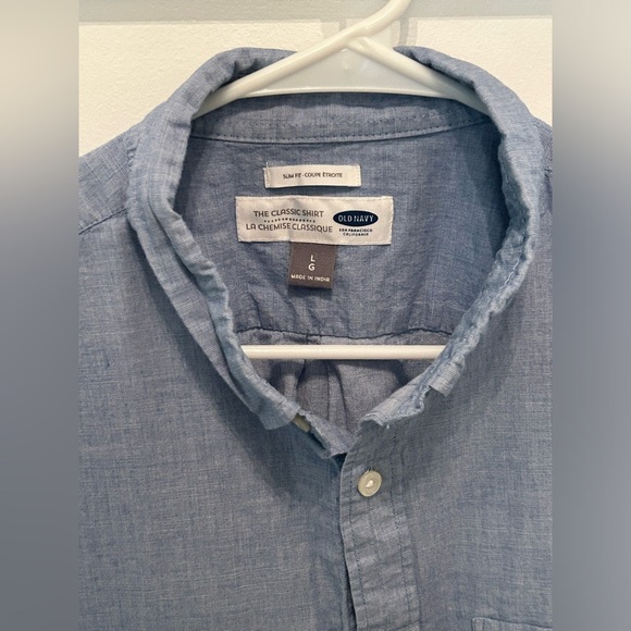 Men’s size large slim fit blue short sleeve button-down - Picture 3 of 3